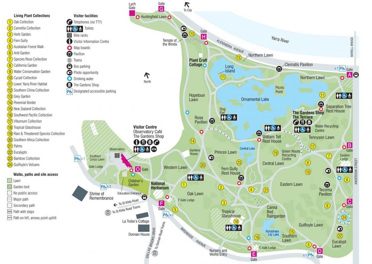 botanički vrt Melbourne karti