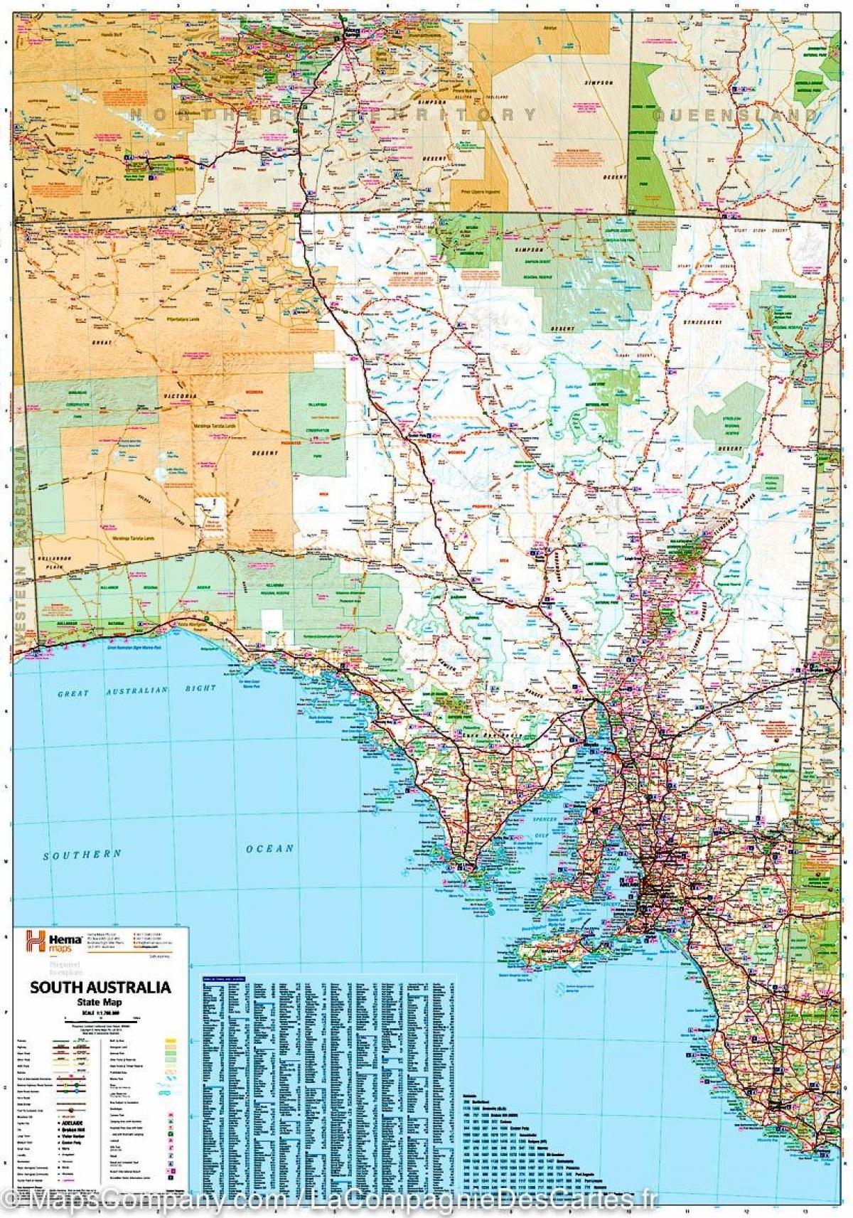 karta Južne Australije