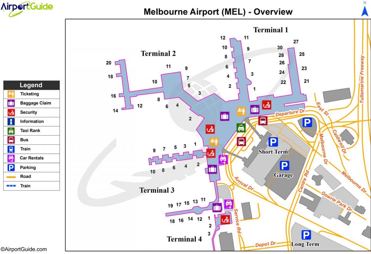Zračna luka Melbourne Тулламарин karti