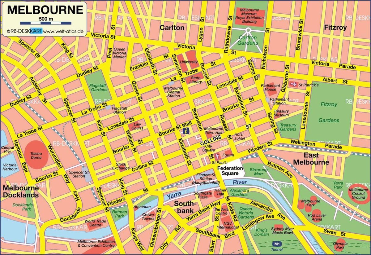 karta grada Melbourne