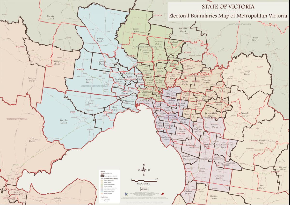 karta Melbourne Istočni okrug