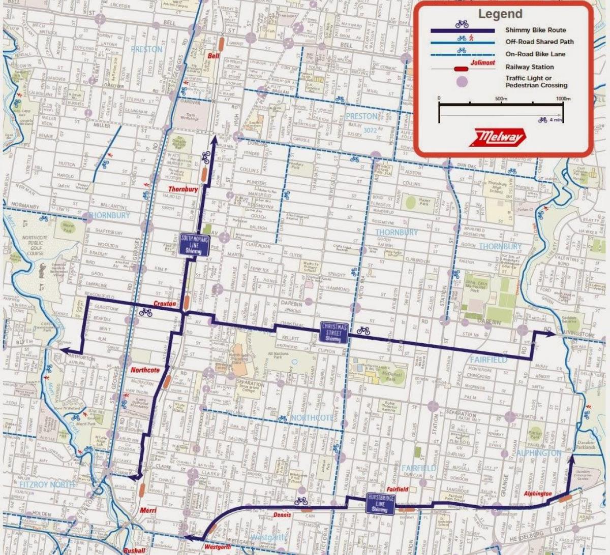 karta iznajmljivanje bicikala Melbourne