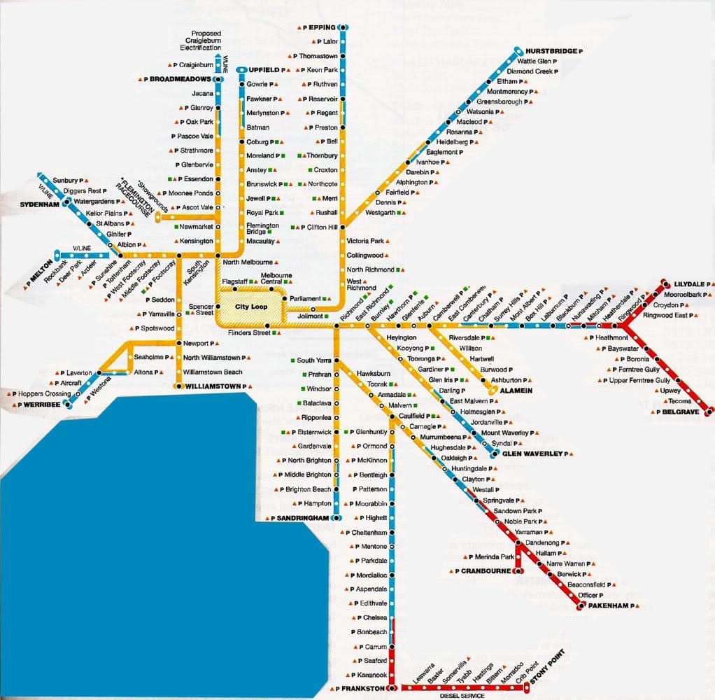 Melbourne gradsko područje kartica