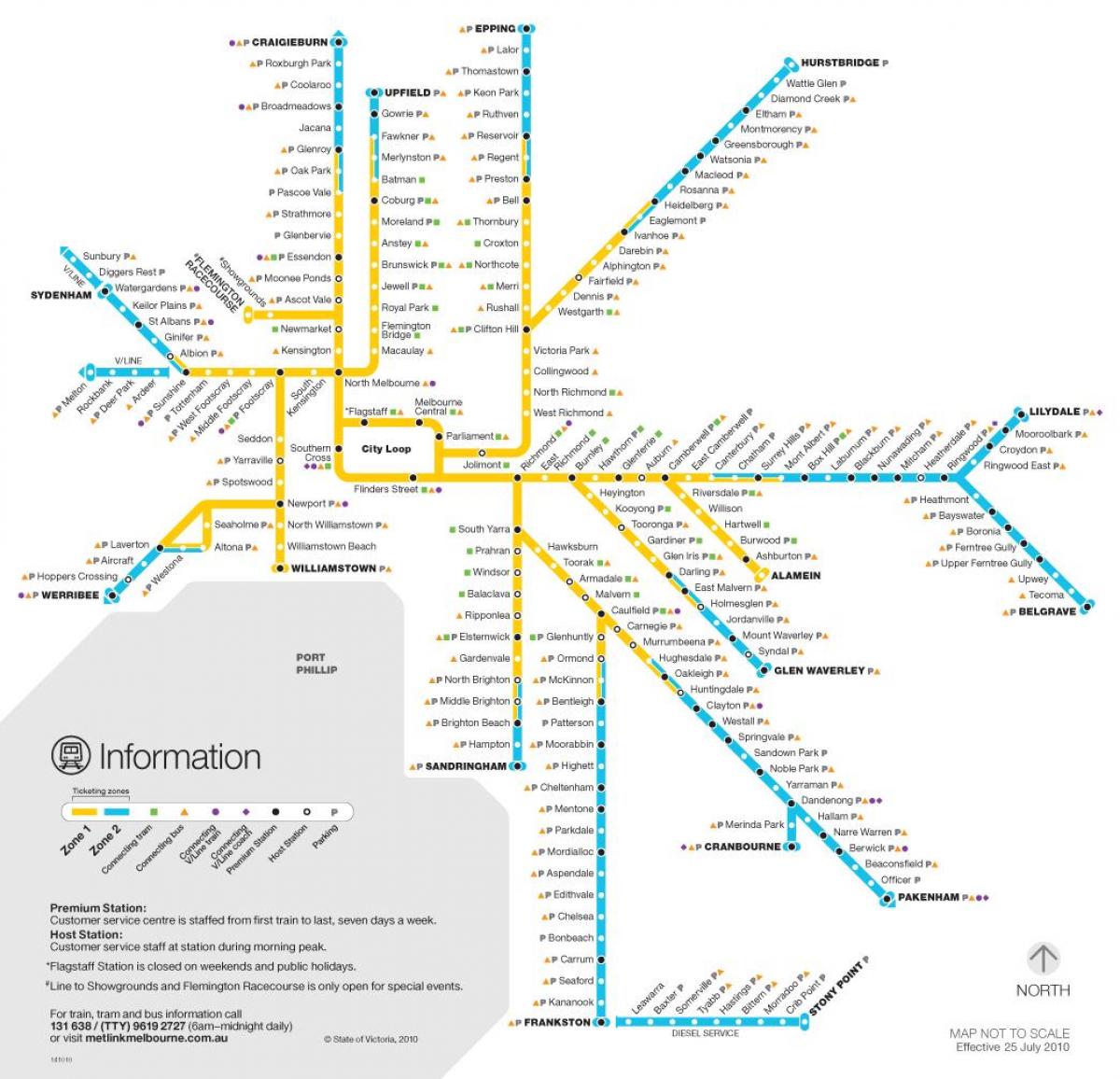 Željezničke mreže u Melbourneu karti