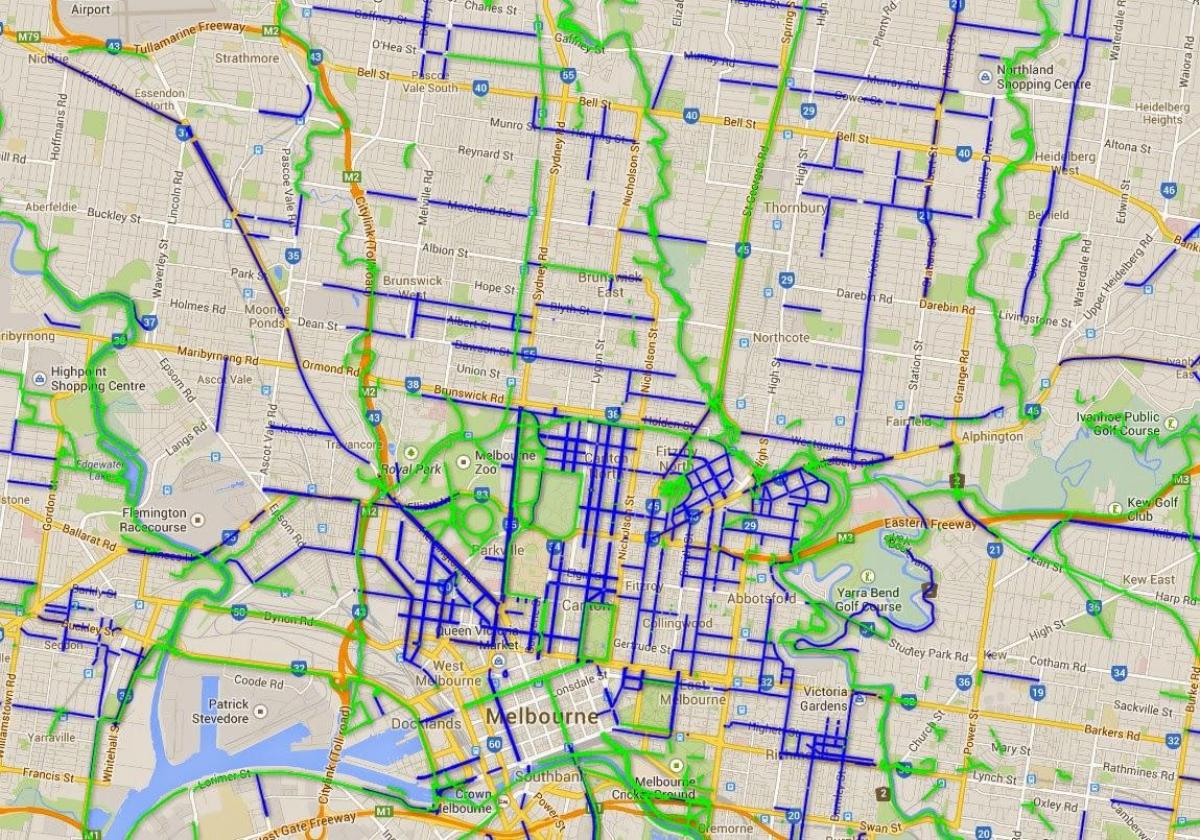 biciklističke staze u Melbourneu karti
