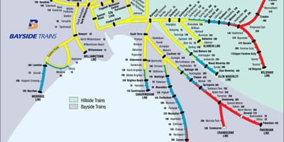Željezničkog kolodvora u Melbourneu karti