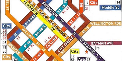 Melbourne tramvaj CBD karti