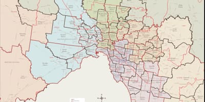 Karta Melbourne Istočni okrug