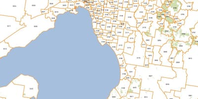 Karta poštanski brojevi Melbourne